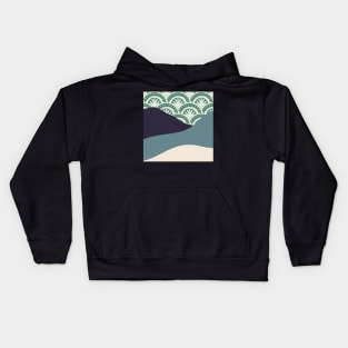 Contemporary abstract mountains and hills with geometric pattern background digital design illustration Kids Hoodie